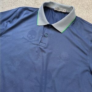 Mens G FORE Premium Golf Polo Shirt Size Medium Skull and Pins Print Like NEW